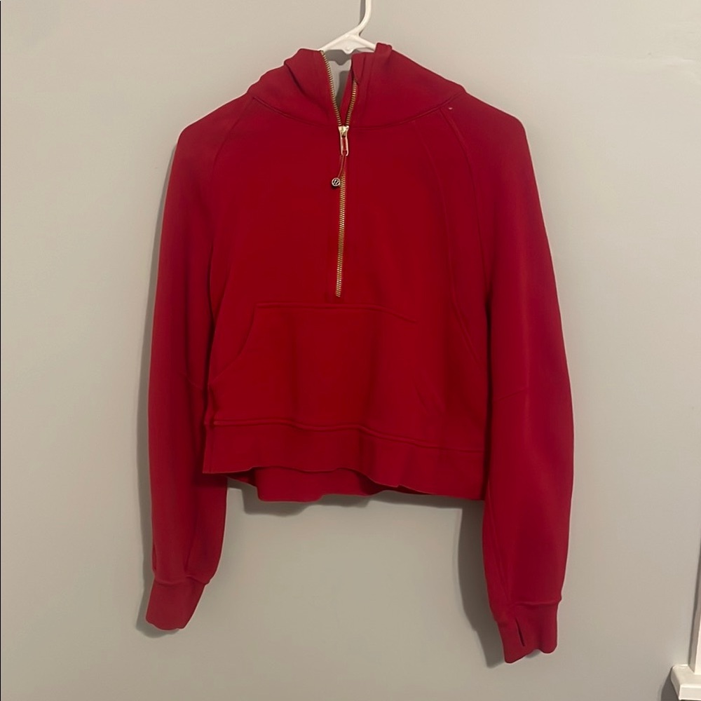 Red Women's lululemon half zip scuba